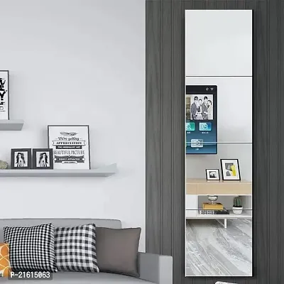 DeCorner- 4Very Big Square Silver Mirror Wall Stickers for Wall Size (15x15) Cm Acrylic Mirror Stickers for Bedroom | Bathroom | Living Room Decoration Items (Pack of 4VeryBigSquareSilver, Unframed)