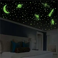 DeCorner Glow in The Dark Vinyl Fluorescent Night Glow Stickers in The Dark Star Space Wall Stickers | Radium Stickers for Bedroom K-Night Glow Radium Sheet (Pack of 134 Stars Big and Small, Green)-thumb3