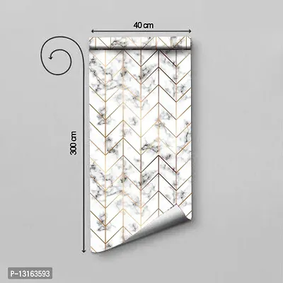 Self Adhesive Wallpapers (WhiteZikZak) Wall Stickers Extra Large (300x40cm) for Bedroom | Livingroom | Kitchen | Hall Etc-thumb2