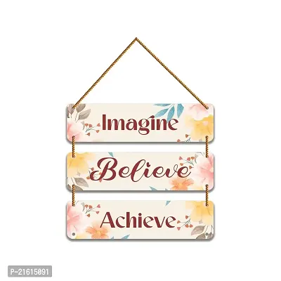 DeCorner Decorative Wooden Printed all Hanger | Wall Decor for Living Room | Wall Hangings for Home Decoration | Bedroom Wall Decor | Wooden Wall Hangings Home.(Imagine Believe Achieve)