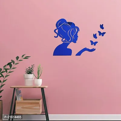 DeCorner - Angel Fairy with Butterfly Blue | 3D Mirror Decorative Acrylic Wall Sticker Size- (45x34) Cm - Mirror Stickers for Wall | Acrylic Stickers | Wall Mirror Sticker | Wall Stickers for Home-thumb3