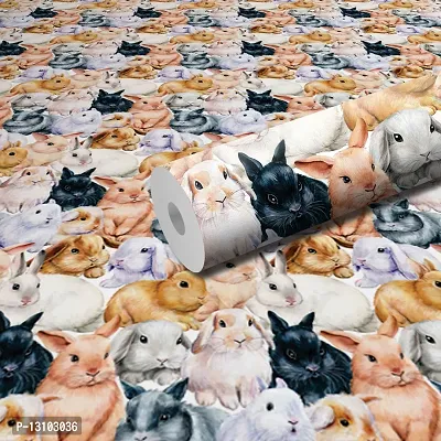 WALLWEAR - Self Adhesive Wallpaper For Walls And Wall Sticker For Home D&eacute;cor (Bunny) Extra Large Size (300x40cm) 3D Wall Papers For Bedroom, Livingroom, Kitchen, Hall, Office Etc Decorations