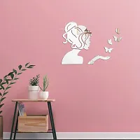 DeCorner - Angel Fairy with Butterfly Silver | 3D Mirror Decorative Acrylic Wall Sticker Size- (45x34) Cm - Mirror Stickers for Wall | Acrylic Stickers | Wall Mirror Sticker | Wall Stickers for Home-thumb2