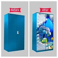 Self Adhesive Almirah Stickers, Wall Stickers, Decorative Sticker Wallpaper for Home Wardrobe Doors (DolphinAlmira) PVC Vinyl Size Large (39 x 84 Inch)-thumb4