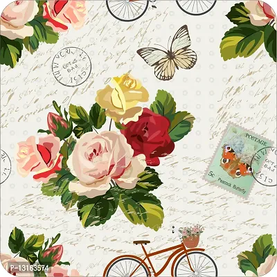 Self Adhesive Wallpapers (VintageCycleRose) Wall Stickers Extra Large (300x40cm) for Bedroom | Livingroom | Kitchen | Hall Etc