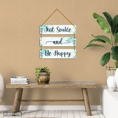 DeCorner Decorative Wooden Printed all Hanger | Wall Decor for Living Room | Wall Hangings for Home Decoration | Bedroom Wall Decor | Wooden Wall Hangings Home.(Just Smile And Be Happy)-thumb3