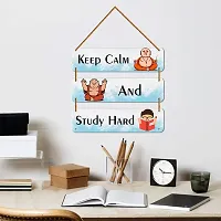 DeCorner Decorative Wooden Printed all Hanger | Wall Hanging Decor | Wall Decor | Wall Decorative Showpiece (30x30) Cm Wall Decor Hanging| Funky Slogan (Keep Calm And Study Study Hard).-thumb1