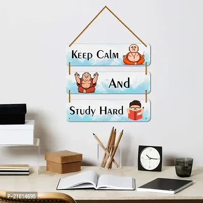 DeCorner Decorative Wooden Printed all Hanger | Wall Hanging Decor | Wall Decor | Wall Decorative Showpiece (30x30) Cm Wall Decor Hanging| Funky Slogan (Keep Calm And Study Study Hard).-thumb2