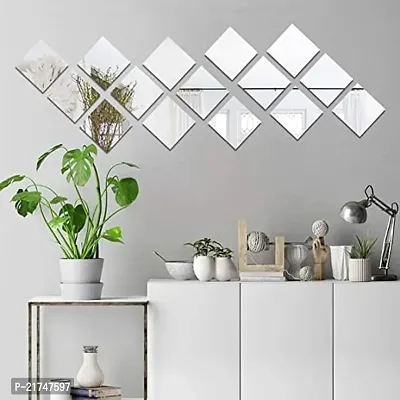15 Big Square Silver Mirror for Wall Stickers Large Size (15x15) Cm Acrylic Mirror Wall Decor Sticker for Bathroom Mirror |Bedroom | Living Room Decoration Items-thumb0