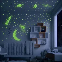 DeCorner Glow In the Dark Vinyl Fluorescent Night Glow Stickers in The Dark Star Space Wall Stickers | Radium Stickers For Bedroom T-Night Glow Radium Sheet (Pack of 134 Stars Big and Small, Green)-thumb2