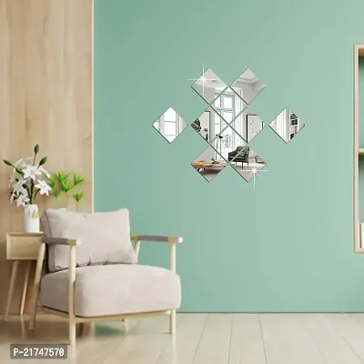 10 Big Square Silver Mirror for Wall Stickers Large Size (15x15) Cm Acrylic Mirror Wall Decor Sticker for Bathroom Mirror |Bedroom | Living Room Decoration Items