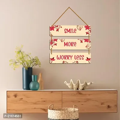 DeCorner Decorative Wooden Printed all Hanger | Wall Decor for Living Room | Wall Hangings for Home Decoration | Bedroom Wall Decor | Wooden Wall Hangings Home.(Smile More Worry Less-thumb3