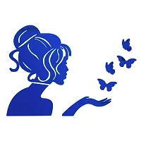 DeCorner - Angel Fairy with Butterfly Blue | 3D Mirror Decorative Acrylic Wall Sticker Size- (45x34) Cm - Mirror Stickers for Wall | Wall Mirror Sticker | Acrylic Stickers | Wall Stickers for Home-thumb2