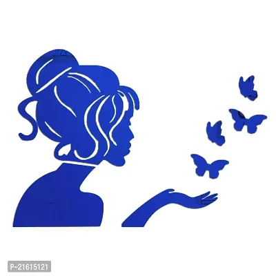 DeCorner - Angel Fairy with Butterfly Blue | 3D Mirror Decorative Acrylic Wall Sticker Size- (45x34) Cm - Mirror Stickers for Wall | Wall Mirror Sticker | Acrylic Stickers | Wall Stickers for Home-thumb3