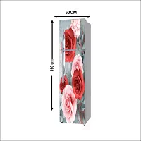 Self Adhesive Fridge Sticker Single/Double Door Full Size (160x60) Cm Fridge Stickers | Refrigerator Wall Stickers for Kitchen Decoration | Sticker for Fridge Door (RedAnd PinkFlower)-thumb1