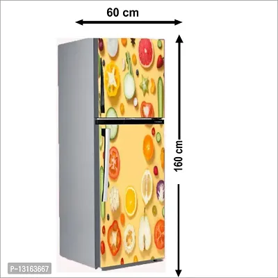 Self Adhesive Fridge Sticker Single/Double Door Full Size (160x60) Cm Fridge Stickers | Refrigerator Wall Stickers for Kitchen Decoration | Sticker for Fridge Door (CutFruit)-thumb2