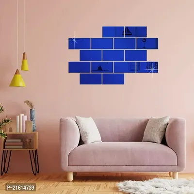 DeCorner Mirror Stickers for Wall | Pack of (15 Big Frame Blue) 3D Acrylic Decorative Mirror Wall Stickers, Mirror for Wall | Home | Almira | Bedroom | Bathroom | Hall | Kitchen | KidsRoom Etc.-thumb4