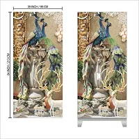 Self Adhesive Almirah Stickers, Wall Stickers, Decorative Sticker Wallpaper for Home Wardrobe Doors (ReindeerPeacockAlmira) PVC Vinyl Size Large (39 x 84 Inch)-thumb1