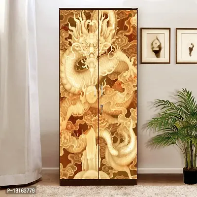 Self Adhesive Almirah Stickers, Wall Stickers, Decorative Sticker Wallpaper for Home Wardrobe Doors (DragonzaAlmira) PVC Vinyl Size Large (39 x 84 Inch)-thumb0