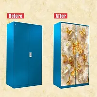 Self Adhesive Almirah Stickers, Wall Stickers, Decorative Sticker Wallpaper for Home Wardrobe Doors (OIlButterflyRose Almira) PVC Vinyl Size Large (39 x 84 Inch)-thumb2