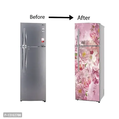 Self Adhesive Fridge Sticker Single/Double Door Full Size (160x60) Cm Fridge Stickers | Refrigerator Wall Stickers for Kitchen Decoration | Sticker for Fridge Door (PinkButterflies)-thumb5