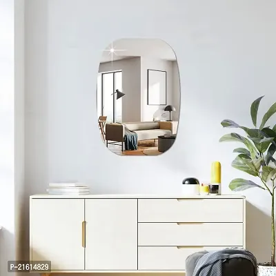 DeCorner -Self Adhesive Plastic Basin Mirror for Wall Stickers (30x20) cm Frameless Flexible Mirror for Bathroom | Bedroom | Living Room (WL | Basin Mirror) Mirror Wall Decor