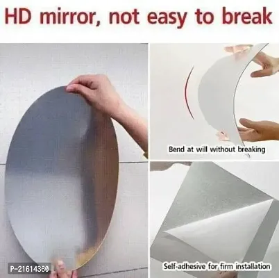 DeCorner -Self Adhesive Plastic Oval Mirror for Wall Stickers (30x20) cm Frameless Flexible Mirror for Bathroom | Bedroom | Living Room (Oval Mirror) Mirror Wall Decor-thumb2