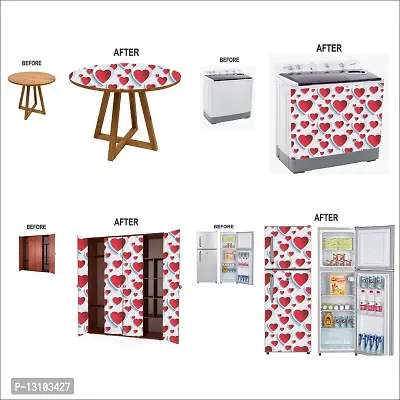 WALLWEAR - Self Adhesive Wallpaper For Walls And Wall Sticker For Home D&eacute;cor (RedAndWhiteHeart) Extra Large Size (300x40cm) 3D Wall Papers For Bedroom, Livingroom, Kitchen, Hall, Office Etc Decorations-thumb5