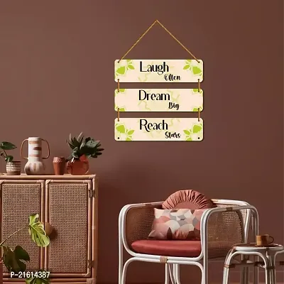 DeCorner Decorative Wooden Printed all Hanger | Wall Decor for Living Room | Wall Hangings for Home Decoration | Bedroom Wall Decor | Wooden Wall Hangings Home.(Laugh Dream Reach)-thumb3