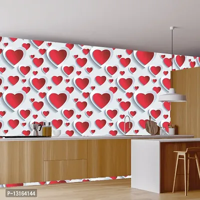 Self Adhesive Wallpapers (RedAndWhiteHeart) Wall Stickers Extra Large (300x40cm) for Bedroom | Livingroom | Kitchen | Hall Etc-thumb4