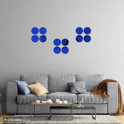 DeCorner Mirror Stickers for Wall | Pack of (12 Circle Blue) Size-15cm - 3D Acrylic Decorative Mirror Wall Stickers, Mirror for Wall | Home | Almira | Bedroom | Livingroom | Kitchen | KidsRoom Etc.