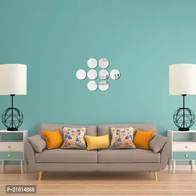 DeCorner Mirror Stickers for Wall | Pack of (8 Circle Silver) Size-15cm - 3D Acrylic Decorative Mirror Wall Stickers, Mirror for Wall | Home | Almira | Bedroom | Livingroom | Kitchen | KidsRoom Etc.-thumb0