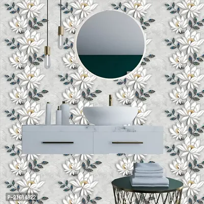 DeCorner - Self Adhesive Wallpaper for Walls (SilverLotusFlower) Extra Large Size (300x40) Cm Wall Stickers for Bedroom | Wall Stickers for Living Room | Wall Stickers for Kitchen | Pack of-1-thumb4