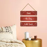 DeCorner Decorative Wooden Printed all Hanger | Wall Decor for Living Room | Wall Hangings for Home Decoration | Bedroom Wall Decor | Wooden Wall Hangings Home.(Start The Day With Smile)-thumb4