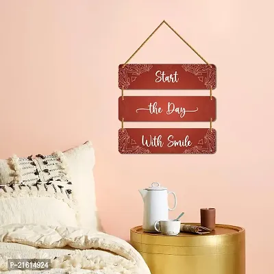 DeCorner Decorative Wooden Printed all Hanger | Wall Decor for Living Room | Wall Hangings for Home Decoration | Bedroom Wall Decor | Wooden Wall Hangings Home.(Start The Day With Smile)-thumb5