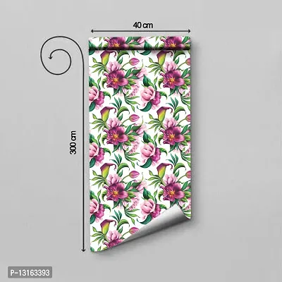 Self Adhesive Wallpapers (LillyFlower) Wall Stickers Extra Large (300x40cm) for Bedroom | Livingroom | Kitchen | Hall Etc-thumb2