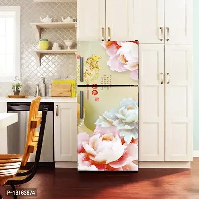 Self Adhesive Fridge Sticker Single/Double Door Full Size (160x60) Cm Fridge Stickers | Refrigerator Wall Stickers for Kitchen Decoration | Sticker for Fridge Door (FlowerIce)-thumb3