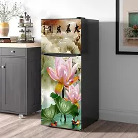 Self Adhesive Fridge Sticker Single/Double Door Full Size (160x60) Cm Fridge Stickers | Refrigerator Wall Stickers for Kitchen Decoration | Sticker for Fridge Door (WaterLotus)-thumb3