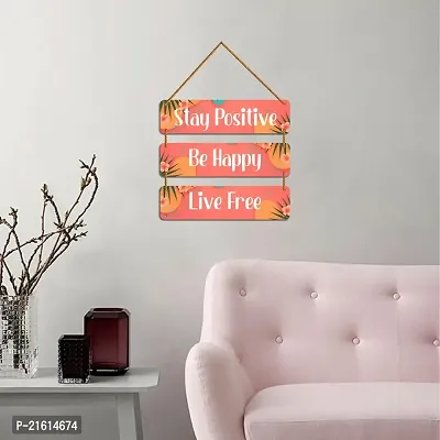 DeCorner Decorative Wooden Printed all Hanger | Wall Decor for Living Room | Wall Hangings for Home Decoration | Bedroom Wall Decor | Wooden Wall Hangings Home.(Stay Positive Be Happy)-thumb3