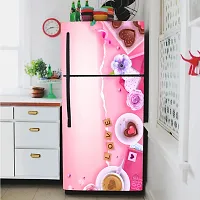 Self Adhesive Fridge Sticker Single/Double Door Full Size (160x60) Cm Fridge Stickers | Refrigerator Wall Stickers for Kitchen Decoration | Sticker for Fridge Door (ChoclateHeart)-thumb2