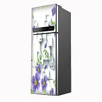 Self Adhesive Fridge Sticker Single/Double Door Full Size (160x60) Cm Fridge Stickers | Refrigerator Wall Stickers for Kitchen Decoration | Sticker for Fridge Door (LeafShapeFlower)-thumb3