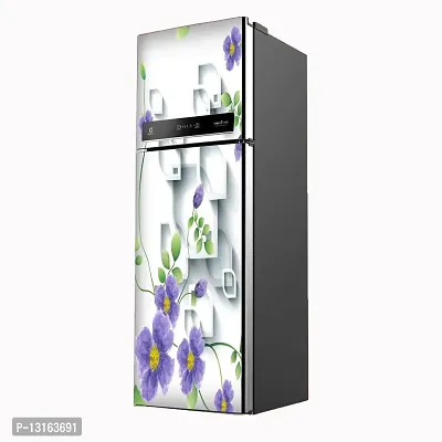 Self Adhesive Fridge Sticker Single/Double Door Full Size (160x60) Cm Fridge Stickers | Refrigerator Wall Stickers for Kitchen Decoration | Sticker for Fridge Door (LeafShapeFlower)-thumb4