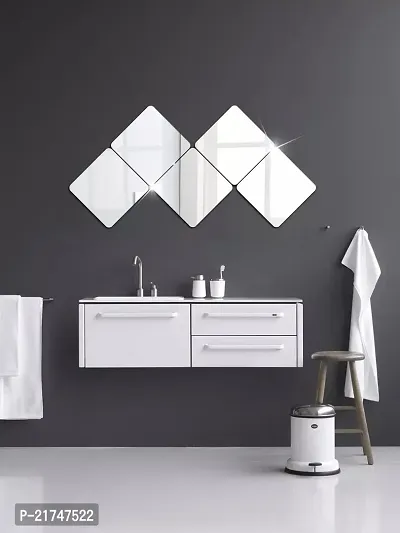 5 Big Square Silver Mirror for Wall Stickers Large Size (15x15) Cm Acrylic Mirror Wall Decor Sticker for Bathroom Mirror |Bedroom | Living Room Decoration Items