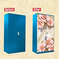 Self Adhesive Almirah Stickers, Wall Stickers, Decorative Sticker Wallpaper for Home Wardrobe Doors (ArtificialFlowerButterflyAlmira) PVC Vinyl Size Large (39 x 84 Inch)-thumb3