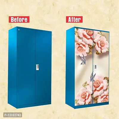 Self Adhesive Almirah Stickers, Wall Stickers, Decorative Sticker Wallpaper for Home Wardrobe Doors (ArtificialFlowerButterflyAlmira) PVC Vinyl Size Large (39 x 84 Inch)-thumb4