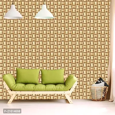 DeCorner - Self Adhesive Wallpaper for Walls (GoldenStripsSquare) Extra Large Size (300x40) Cm Wall Stickers for Bedroom | Wall Stickers for Living Room | Wall Stickers for Kitchen | Pack of-1-thumb5