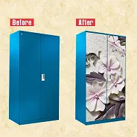 Self Adhesive Almirah Stickers, Wall Stickers, Decorative Sticker Wallpaper for Home Wardrobe Doors (StoneFlowerAlmira) PVC Vinyl Size Large (39 x 84 Inch)-thumb3