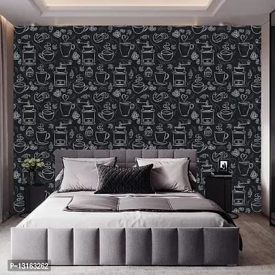 Self Adhesive Wallpapers (CoffeeSketch) Wall Stickers Extra Large (300x40cm) for Bedroom | Livingroom | Kitchen | Hall Etc-thumb4