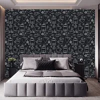 DeCorner - Self Adhesive Wallpaper for Walls (CoffeeSketch) Extra Large Size (300x40) Cm Wall Stickers for Bedroom | Wall Stickers for Living Room | Wall Stickers for Kitchen | Pack of-1-thumb1