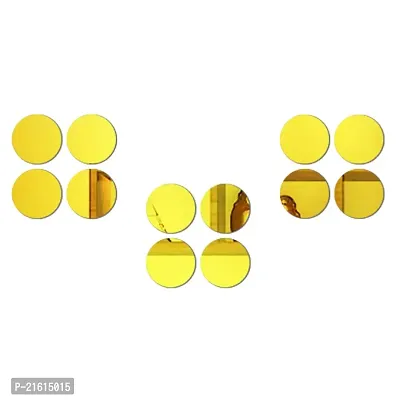 DeCorner Mirror Stickers for Wall | Pack of (A-12 Circle Gold) Size-15cm - 3D Acrylic Decorative Mirror Wall Stickers, Mirror for Wall | Home | Almira | Bedroom | Livingroom | Kitchen | KidsRoom Etc.